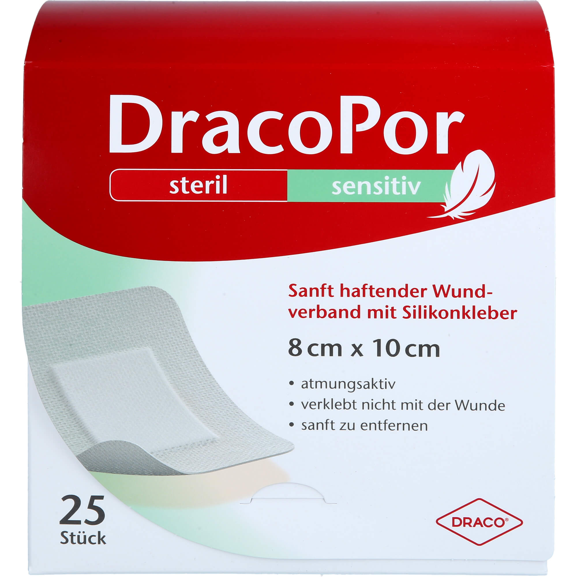 Dracopor Sensitiv 8x10 cm Steril M.silikonkleber