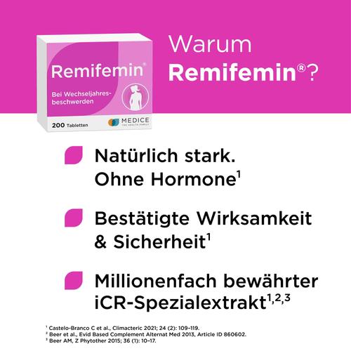 Remifemin bei leichten & mittleren Wechseljahresbeschwerden 200 St MEDICE Arzneimittel Pütter bei onfy.de kaufen 04540259