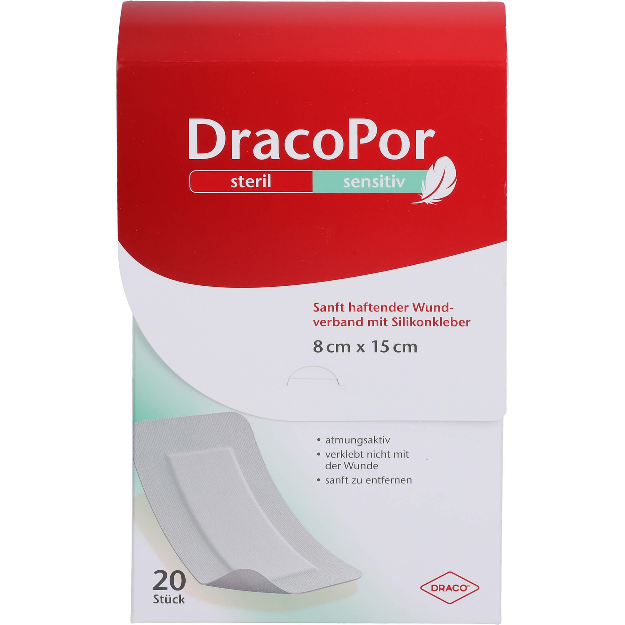 Dracopor Sensitiv 8x15 cm Steril M.silikonkleber
