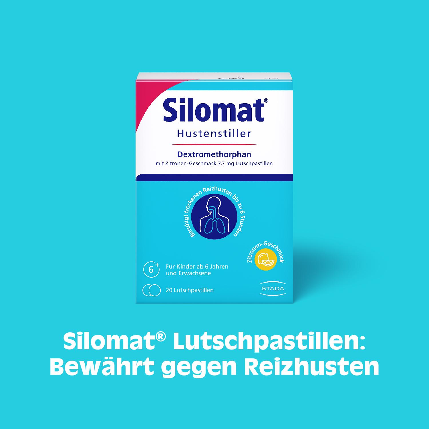 Silomat Hustenstiller Dmp Zitronen-Geschmack 7.7mg 20 St STADA Consumer Health Deutschland bei onfy.de kaufen 18661475