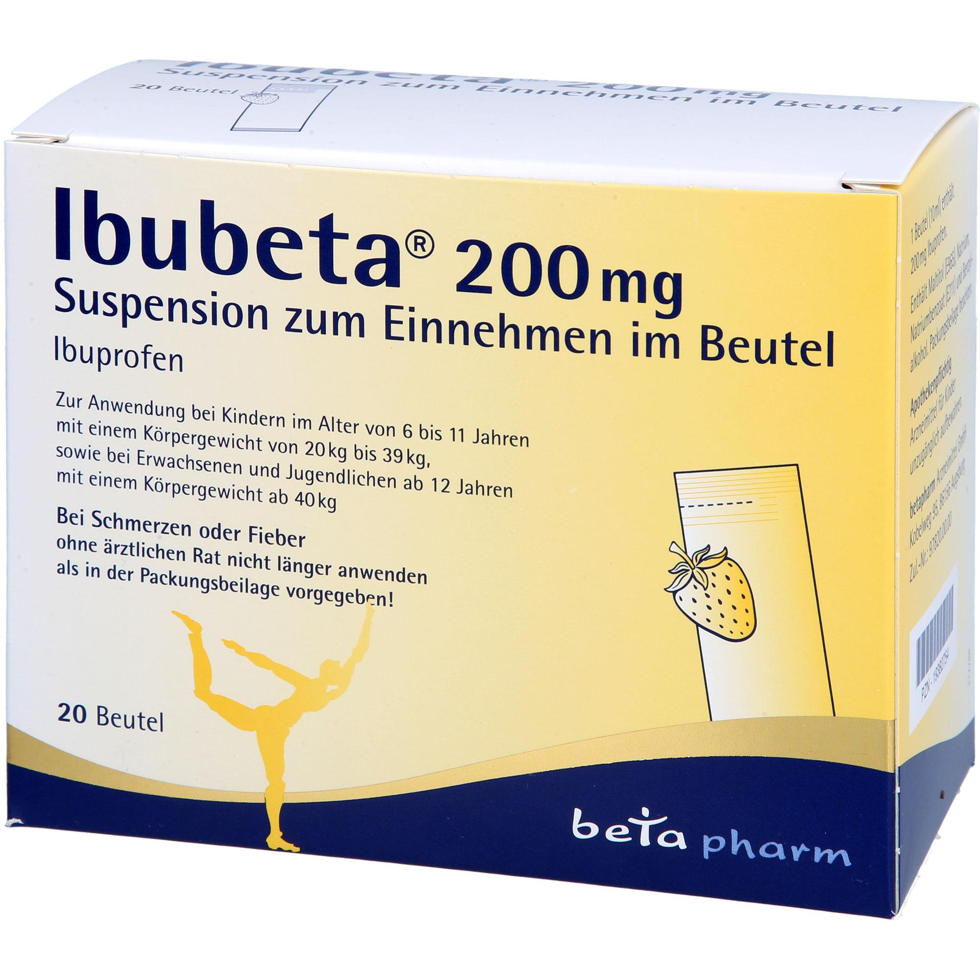 Ibubeta 200 mg Suspension Zum Einnehmen Im Beutel 20 St betapharm Arzneimittel bei onfy.de kaufen 19382754