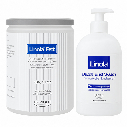 Sehr trockene Haut: Linola Fett + Linola Dusch und Wasch bei onfy.de kaufen 02096225050652