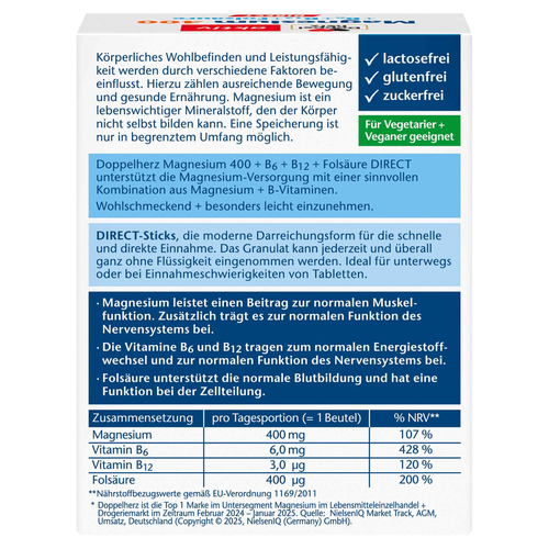 Doppelherz Magnesium + B Vitamine Direct 20 St Queisser Pharma bei onfy.de kaufen 01026875