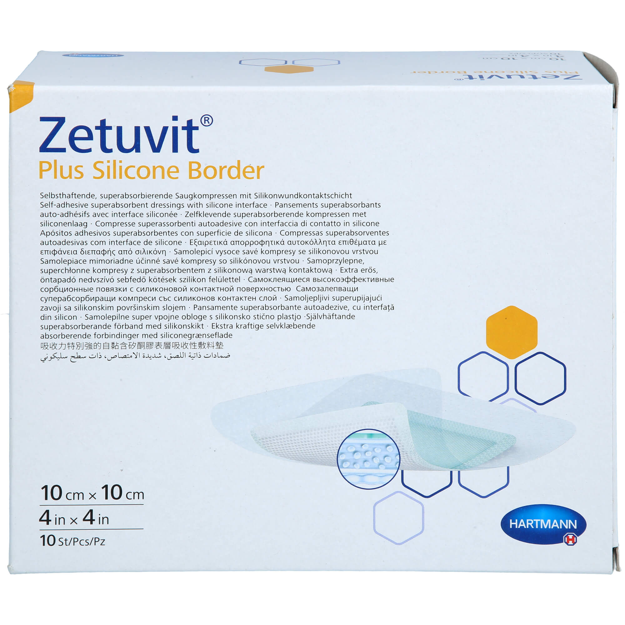 Zetuvit Plus Silicone Border Steril 10x10 cm null