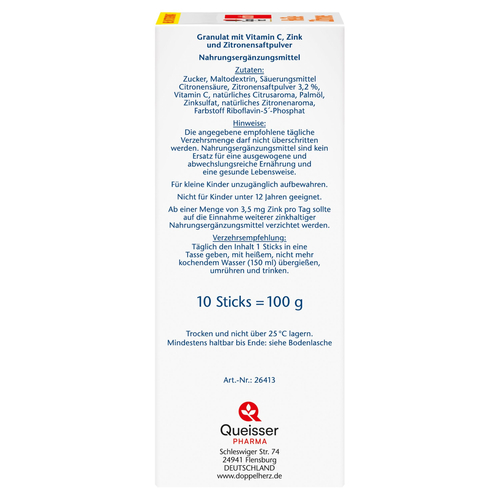 Doppelherz Heiße Zitrone Vitamin C + Zink 10 St Queisser Pharma bei onfy.de kaufen 07091098