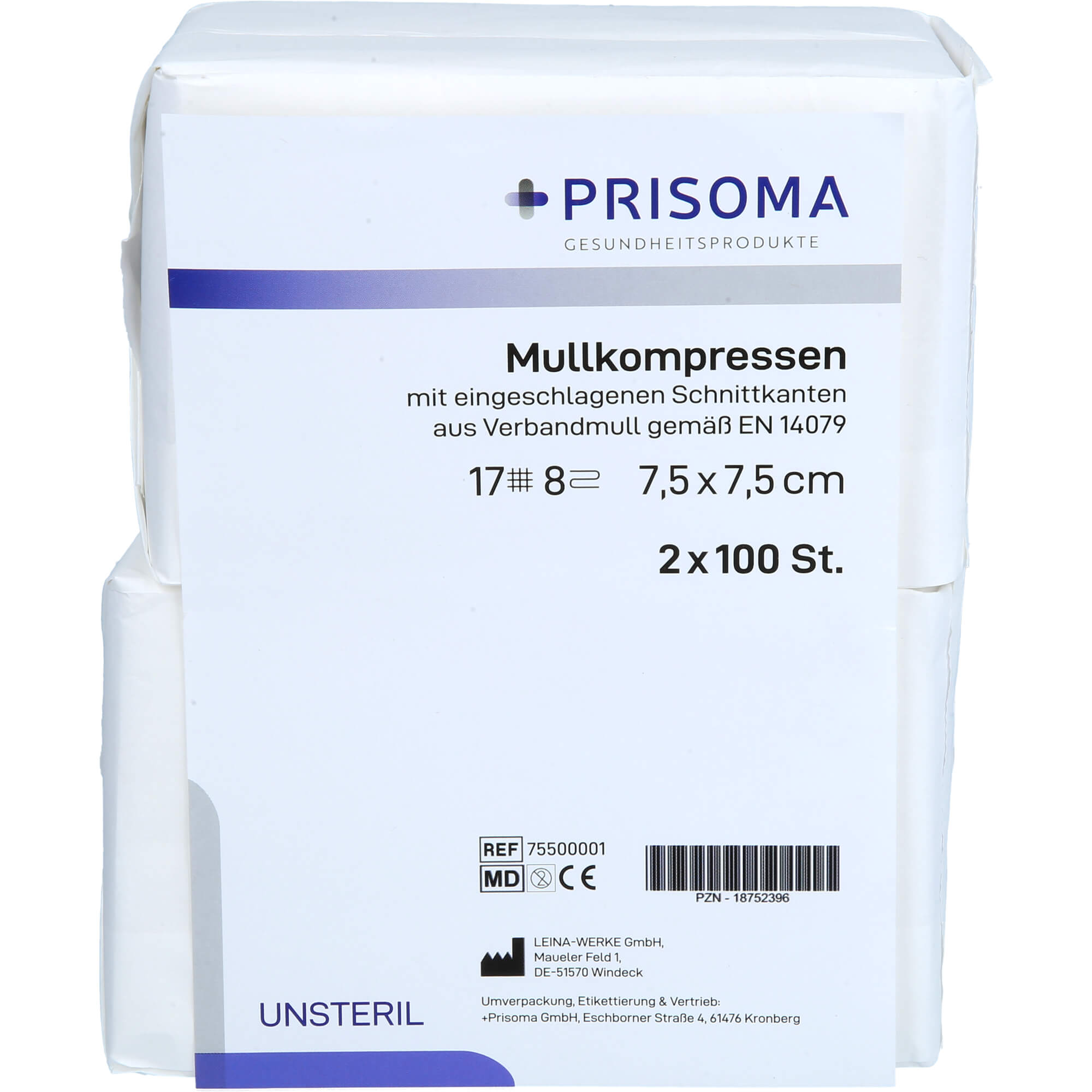 Mullkompresse Prisoma Unsteril 7.5x7.5 cm 8-Fach null
