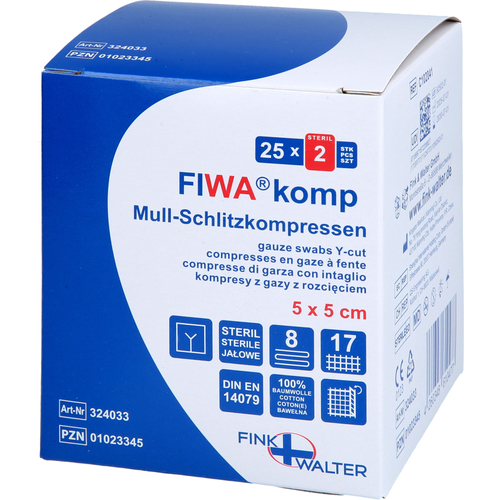 Schlitzkompressen Steril 5x5cm 8-Fach 25x2 St Fink & Walter bei onfy.de kaufen 01023345