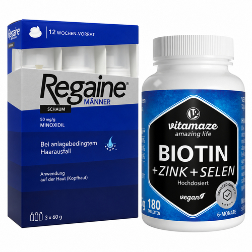 Für Männer: 3 Monate Minoxidil-Schaum + Biotin & Zink bei onfy.de kaufen 02050001786029