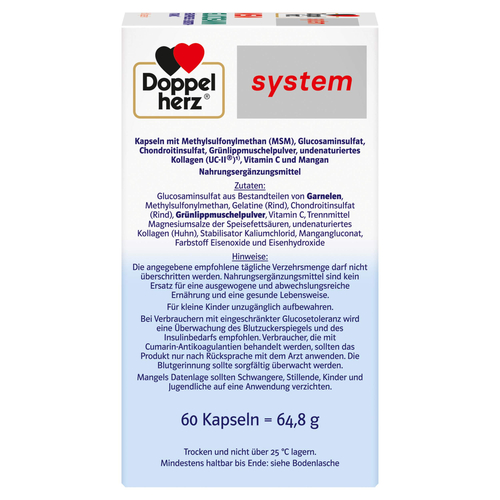 DOPPELHERZ MSM Glucosamin system Kapseln 60 St  60 St Queisser Pharma bei onfy.de kaufen 17974290
