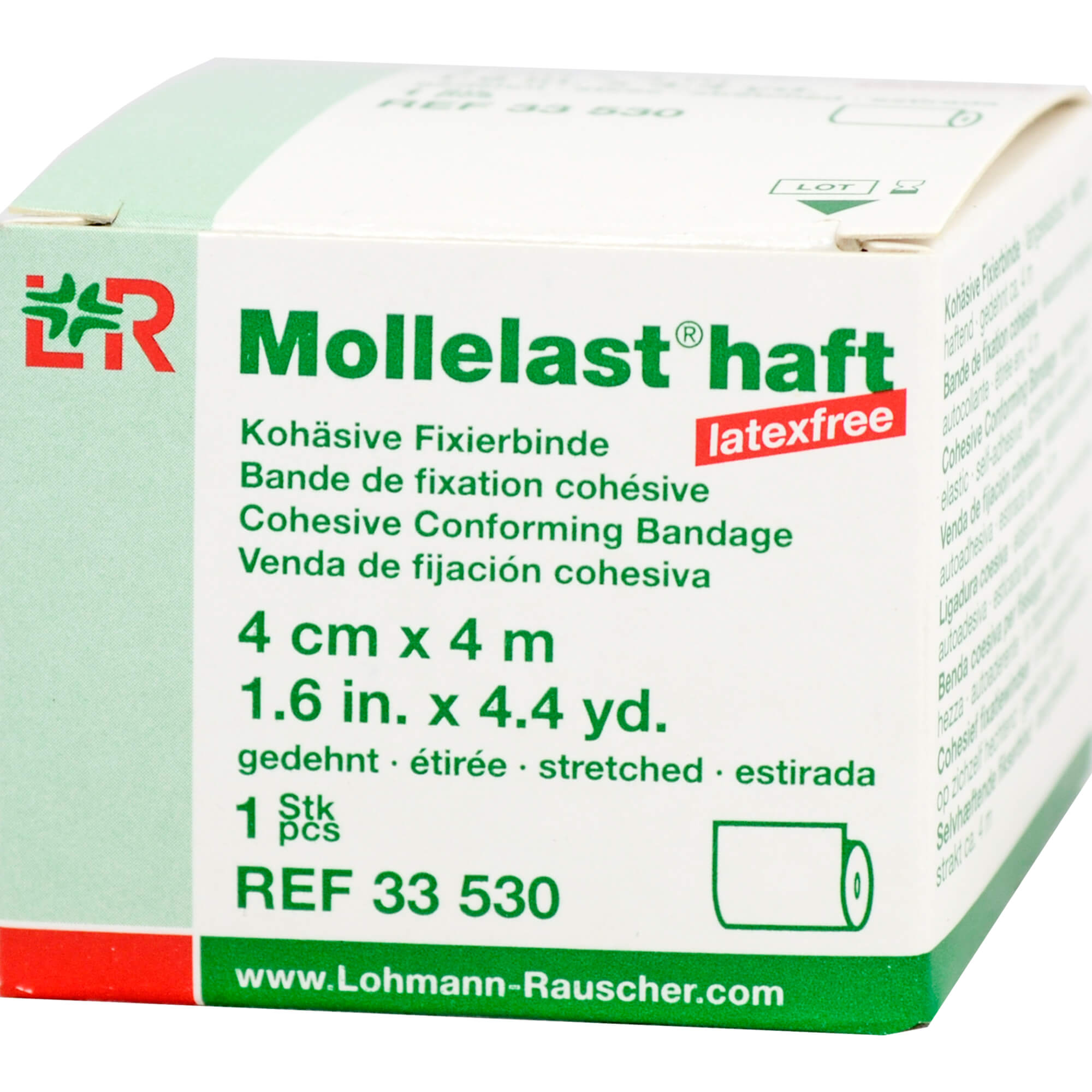 Mollelast Haft Latexfrei Weiß 4cm x 4M Gedehnt