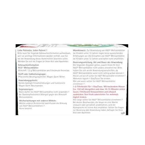 H&S Melissentee 20x1.5 g H&S Tee - Gesellschaft bei onfy.de kaufen 02070499