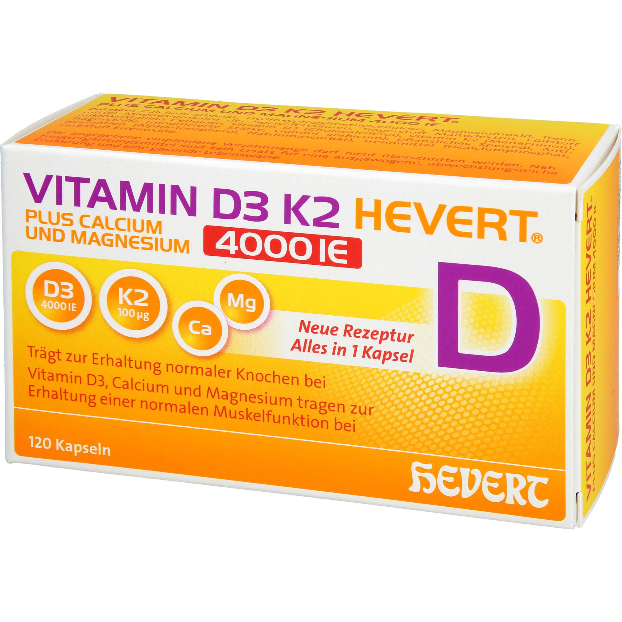 Vitamin D3 K2 Hevert+calcium und Magnesium 4000 Ie 120 St Hevert-Arzneimittel bei onfy.de kaufen 19295713