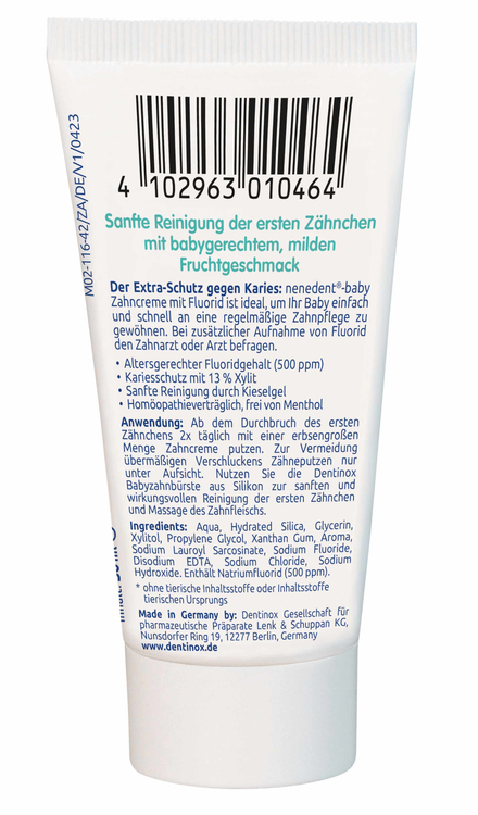 Nenedent-Baby Zahncreme mit Fluorid Einzeltube 50 ml Dentinox Gesellschaft für pharmazeutische Präparate bei onfy.de kaufen 19073591