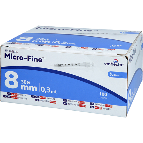 Micro-Fine Insulinspritze U100 0.3x8Mm 100 St embecta bei onfy.de kaufen 20539899