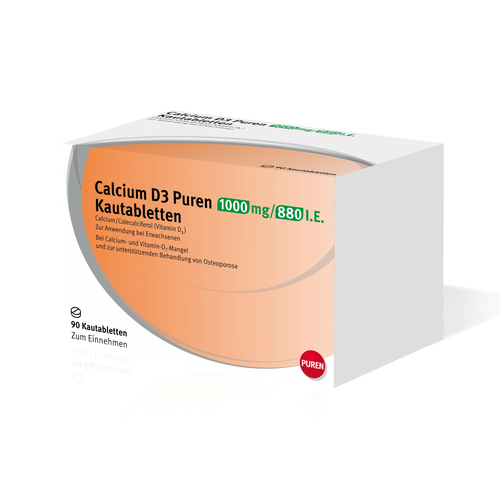 Calcium D3 Puren 1000 mg/880 I.e. Kautabletten 90 St PUREN Pharma bei onfy.de kaufen 11333408