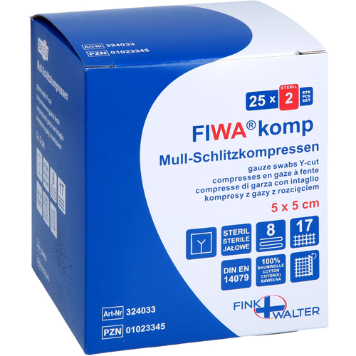 Schlitzkompressen Steril 5x5cm 8-Fach 25x2 St Fink & Walter bei onfy.de kaufen 01023345