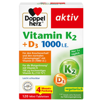 Doppelherz Vitamin K2 + Vitamin D3 1000 I.E. - 120 Mini-Tabletten null