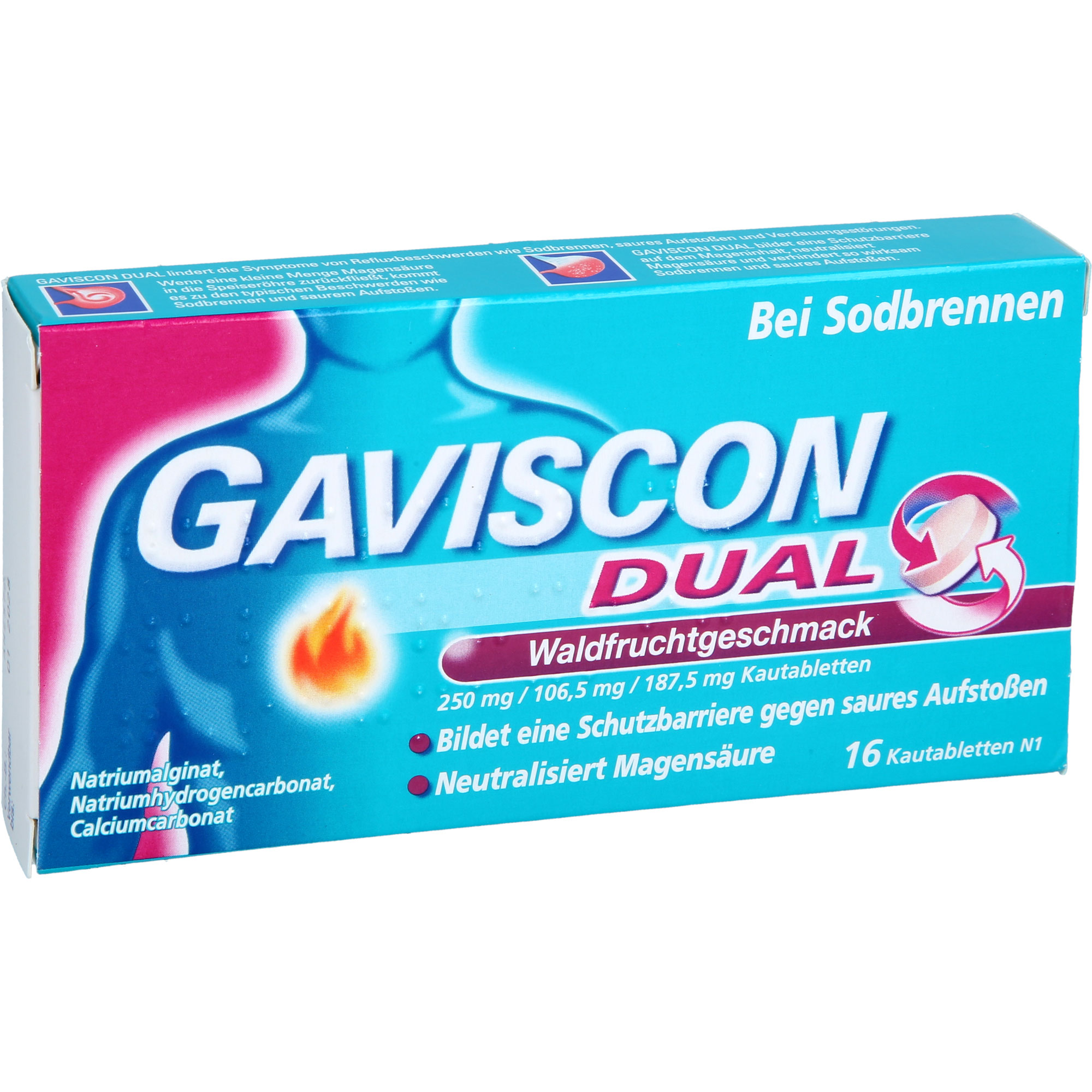 Gaviscon Dual Waldfrucht 250 mg/106.5 mg/187.5 mg 16 St Reckitt Benckiser Deutschland bei onfy.de kaufen 20033102