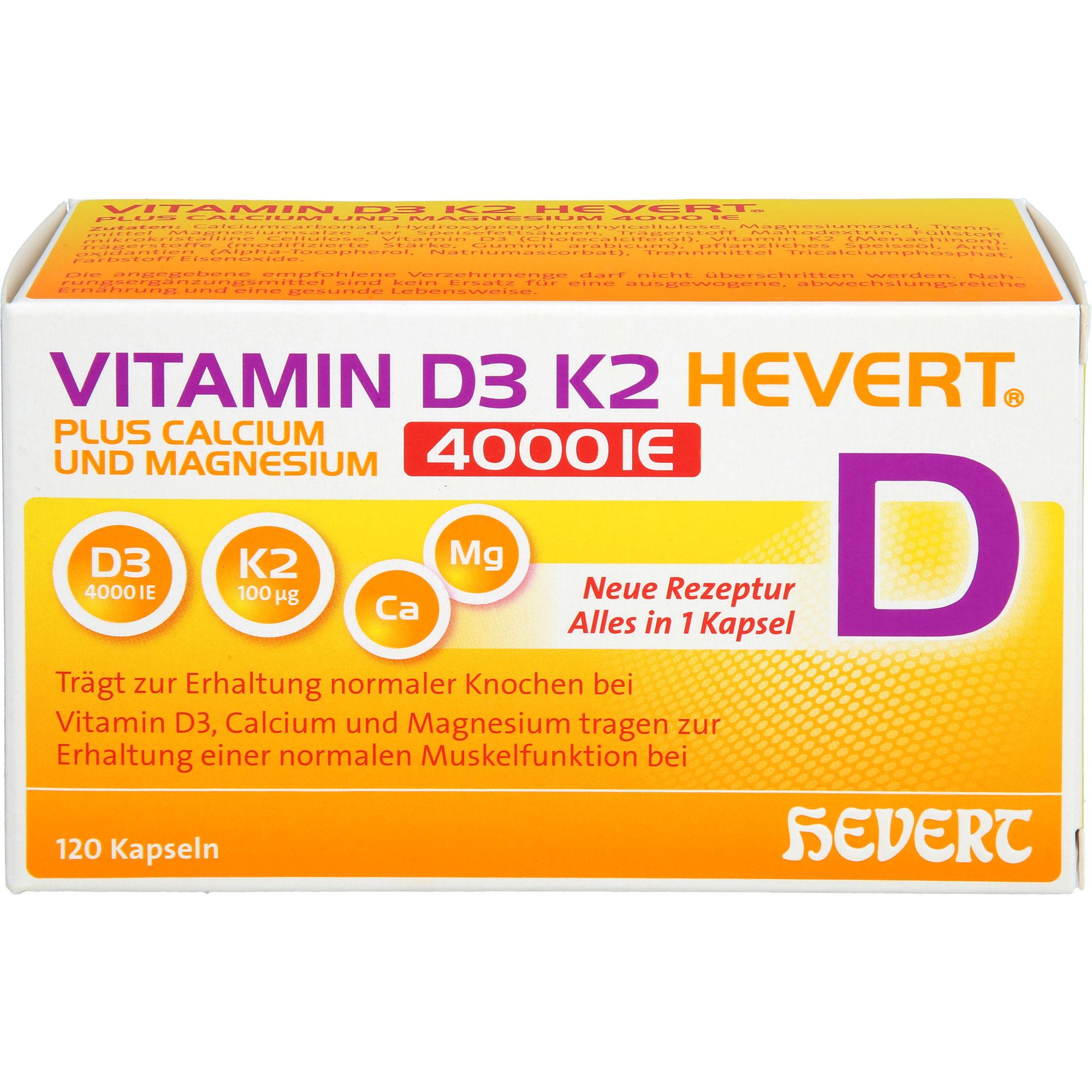 Vitamin D3 K2 Hevert+calcium und Magnesium 4000 Ie null