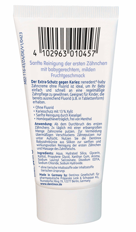 Nenedent-Baby Zahncreme ohne Fluorid Einzeltube 50 ml Dentinox Gesellschaft für pharmazeutische Präparate bei onfy.de kaufen 19073585
