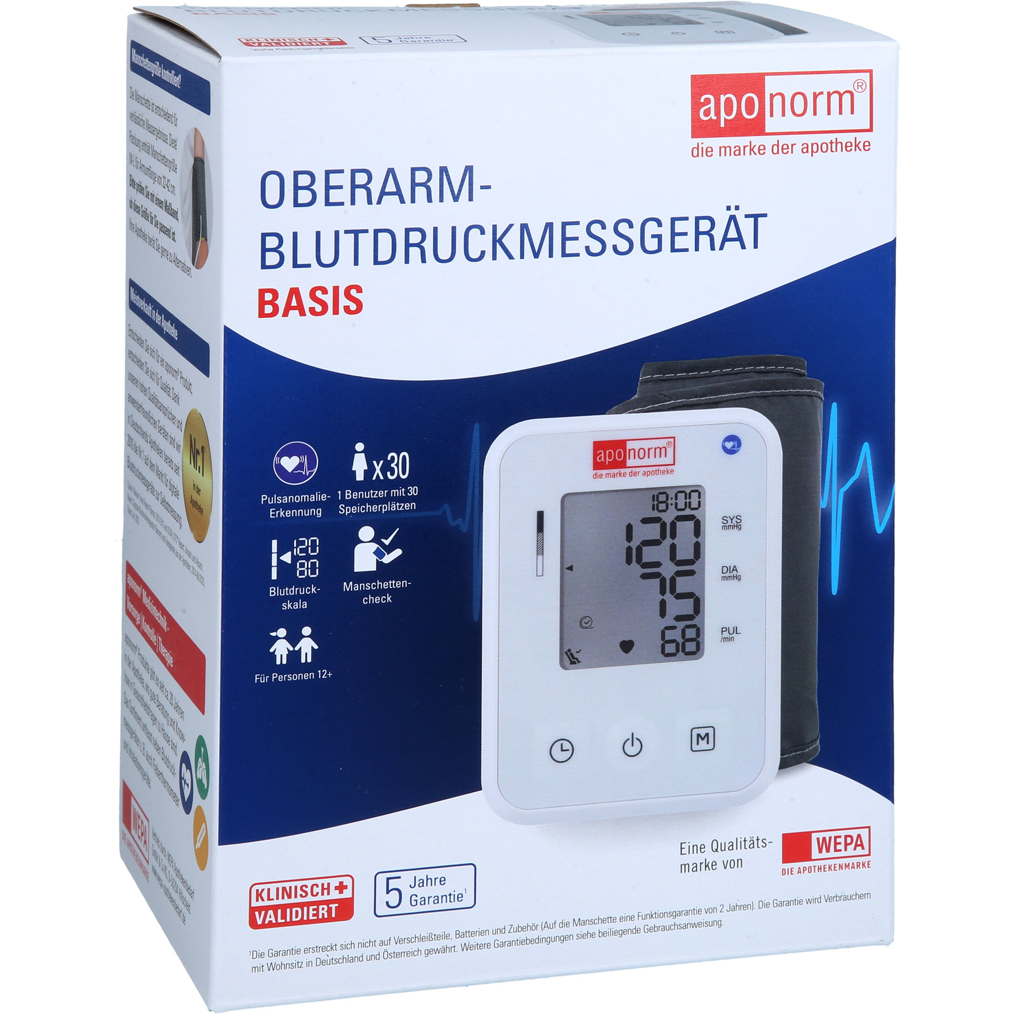 Aponorm Blutdruckmessgerät Basis Oberarm 1 St WEPA Apothekenbedarf bei onfy.de kaufen 19919680