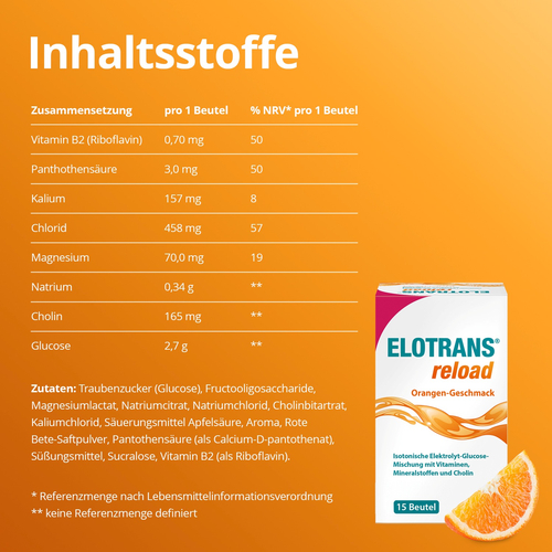 Elotrans Reload Elektrolyt-Pulver mit Vitaminen 15x7.57 g STADA Consumer Health Deutschland bei onfy.de kaufen 18320478
