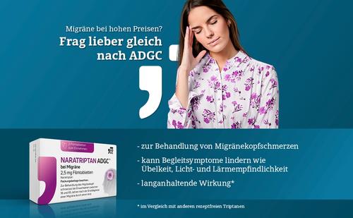 Naratriptan Adgc bei Migräne 2.5 mg Filmtabletten 2 St Zentiva Pharma bei onfy.de kaufen 18498549