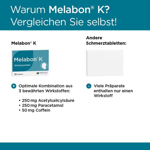 Melabon K bei Kopfschmerzen, Zahnschmerzen und Migräne 20 St MEDICE Arzneimittel Pütter bei onfy.de kaufen 04566980