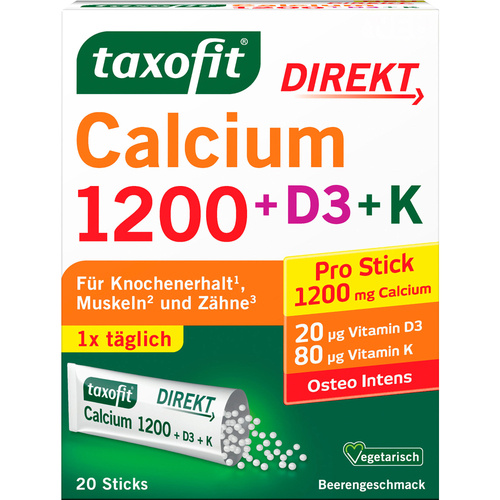 Taxofit Calcium 1200+d3+k Direkt Sticks 20 St MCM KLOSTERFRAU Vertr. bei onfy.de kaufen 05541232