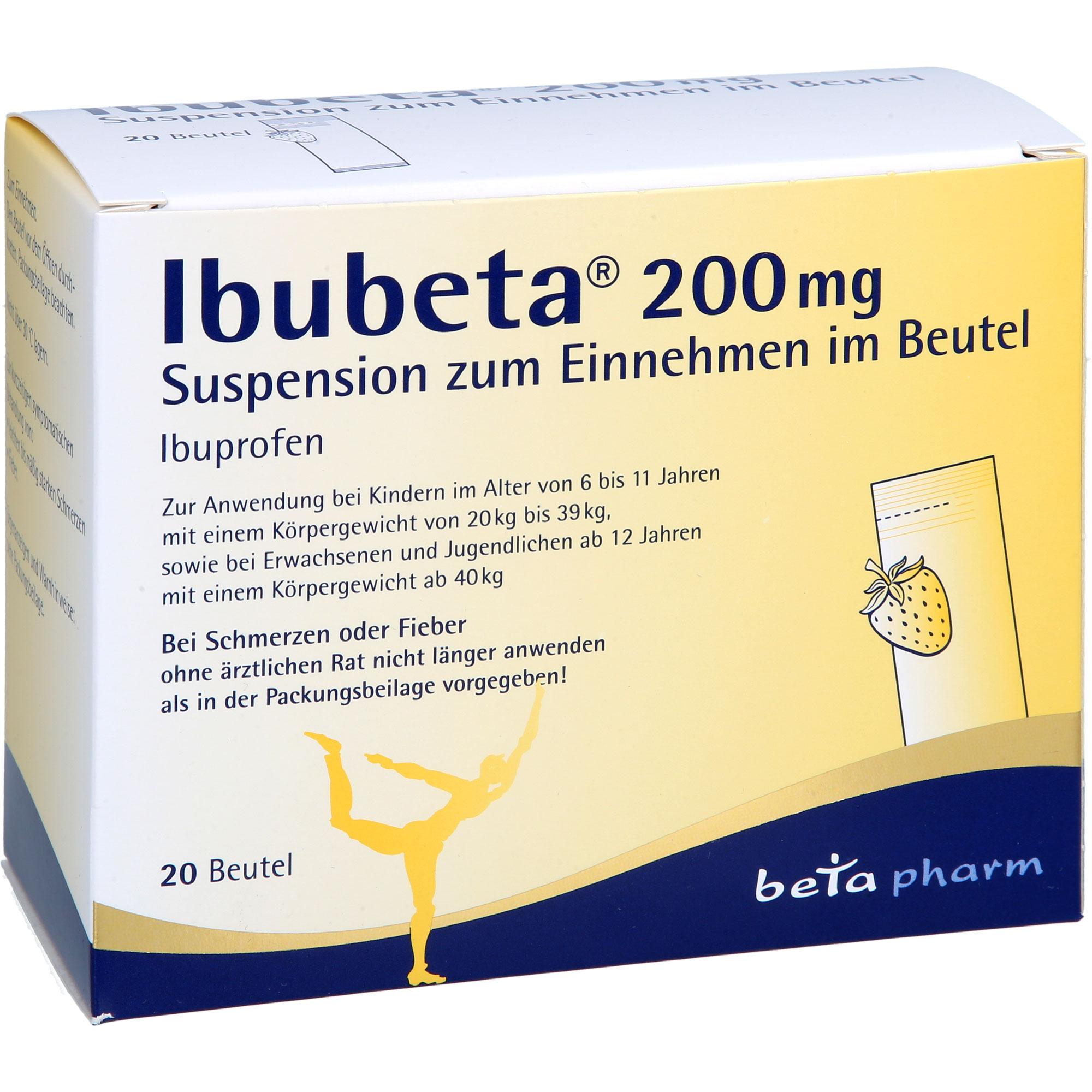 Ibubeta 200 mg Suspension Zum Einnehmen Im Beutel 20 St betapharm Arzneimittel bei onfy.de kaufen 19382754