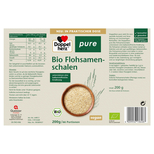 DOPPELHERZ Bio Flohsamenschalen pure Pulver 200 g 200 g Queisser Pharma bei onfy.de kaufen 17974309