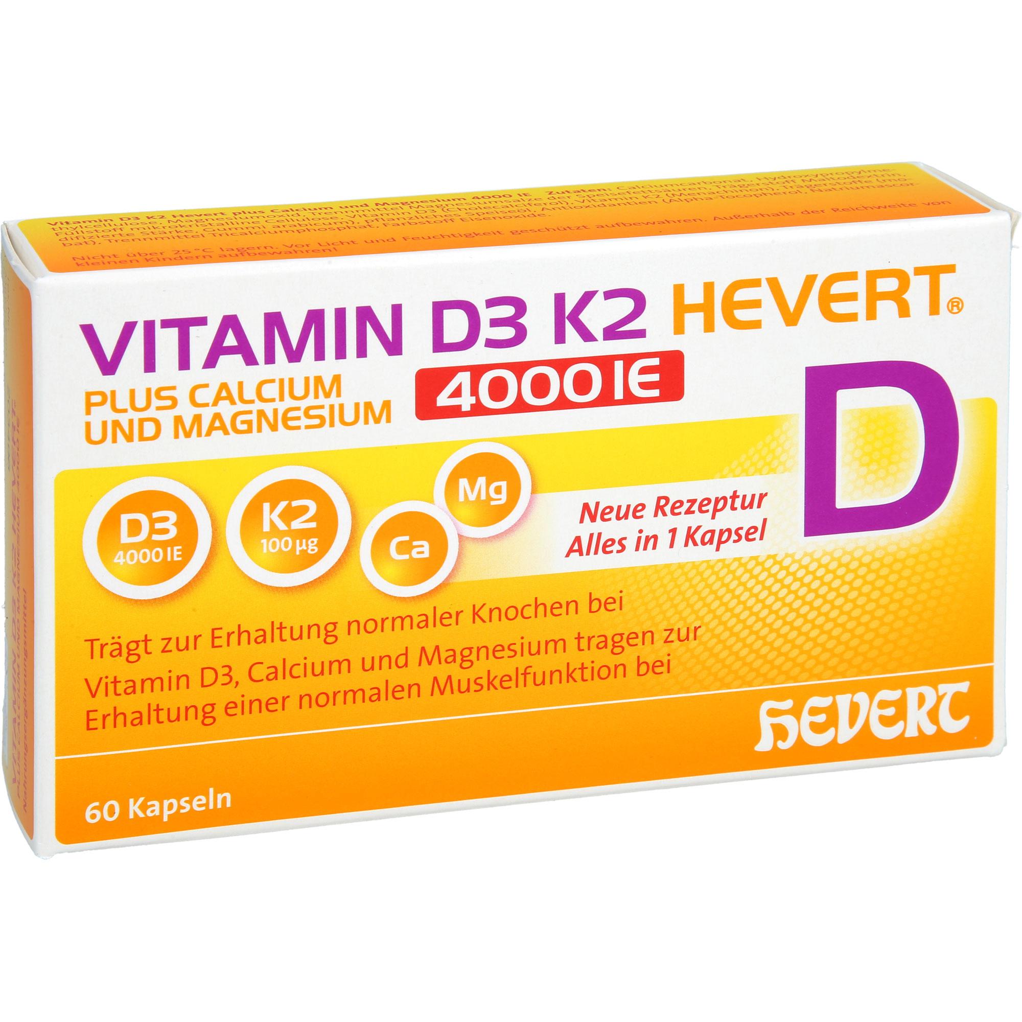 Vitamin D3 K2 Hevert+calcium und Magnesium 4000 Ie 60 St Hevert-Arzneimittel bei onfy.de kaufen 19295707