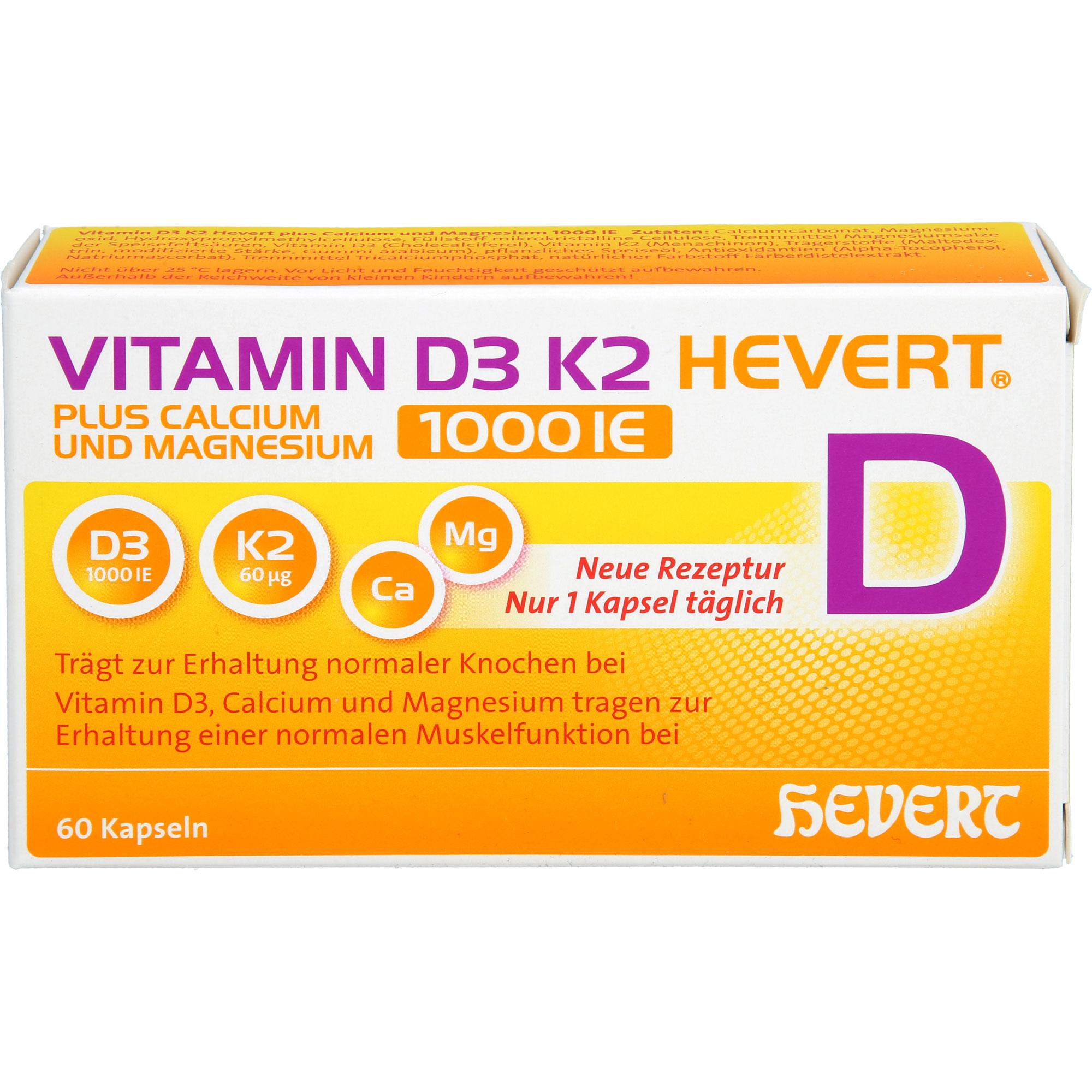Vitamin D3 K2 Hevert+calcium und Magnesium 1000 Ie null