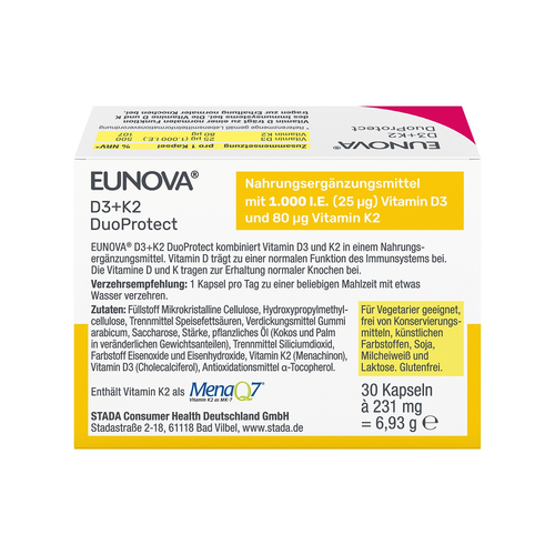 Eunova Duoprotect D3+k2 1000Ie/80Ug 30 St STADA Consumer Health Deutschland bei onfy.de kaufen 13360622