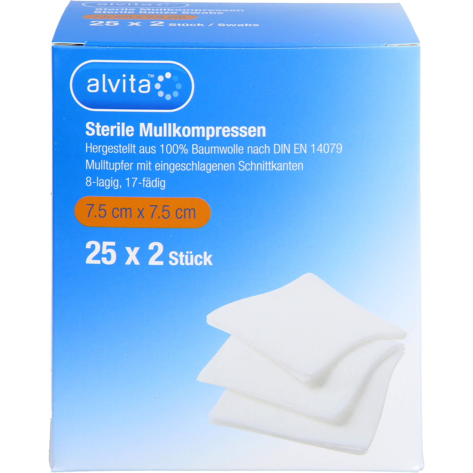 Alvita Sterile Mullkompresse 7.5 cm x 7.5 cm