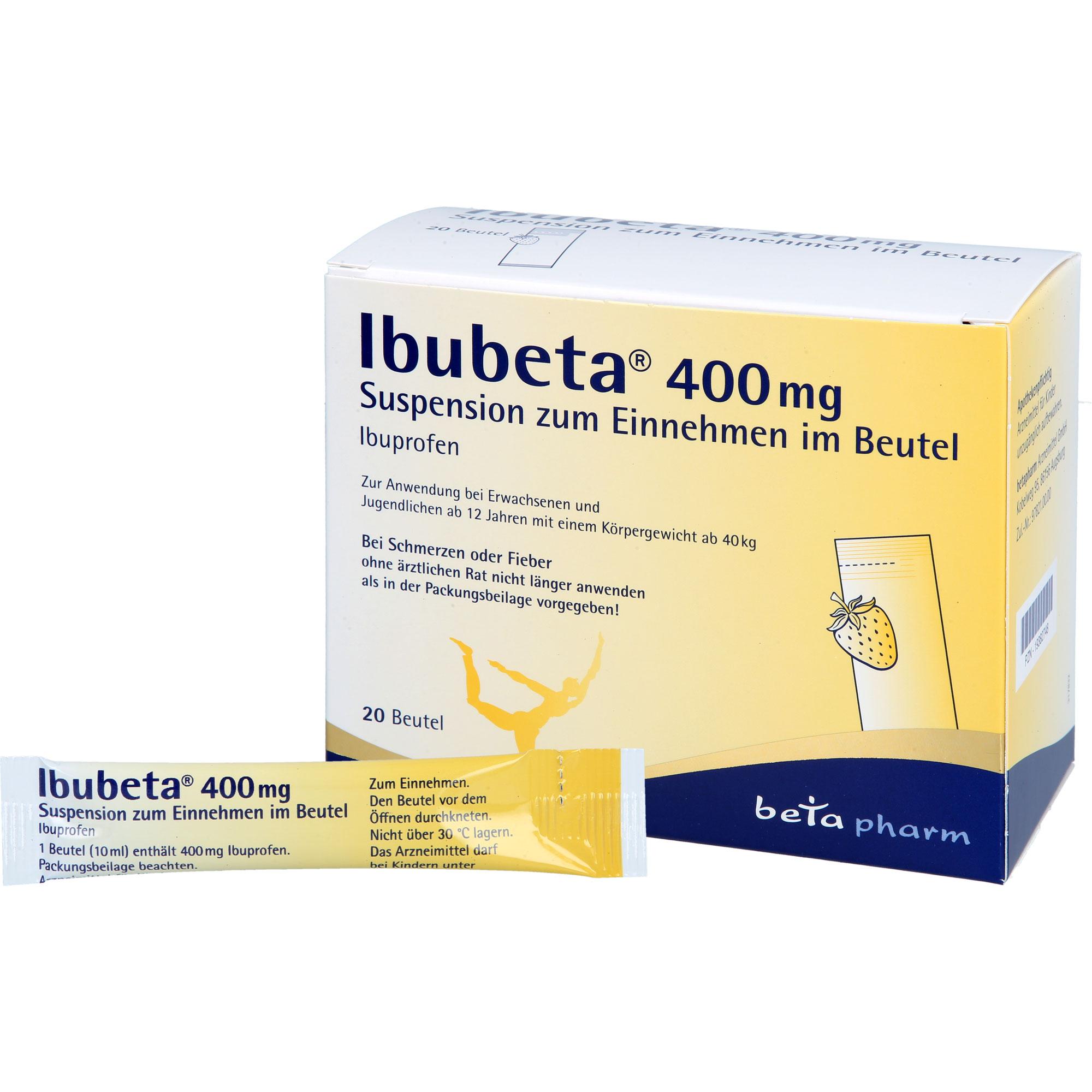 Ibubeta 400 mg Suspension Zum Einnehmen Im Beutel 20 St betapharm Arzneimittel bei onfy.de kaufen 19382748