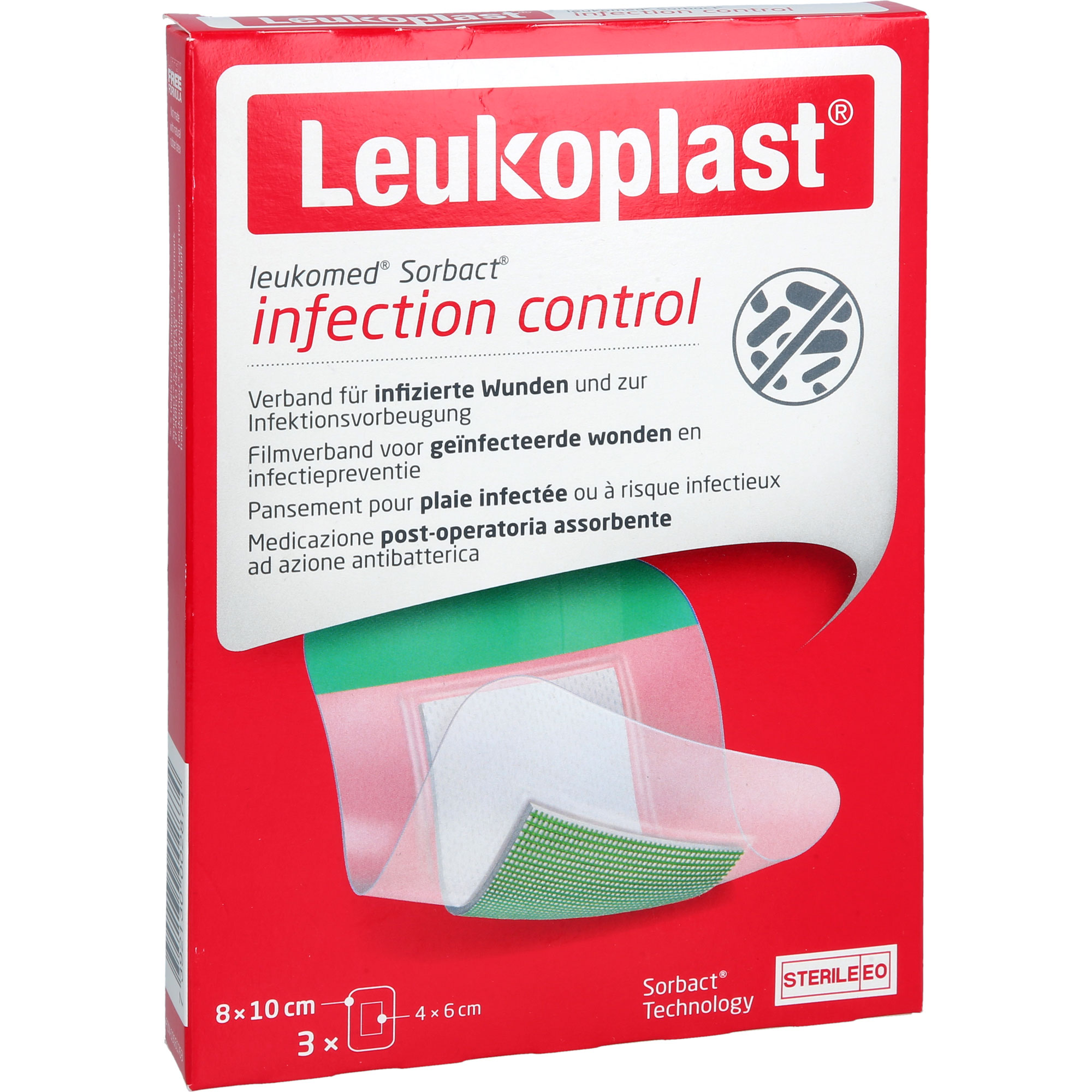 Leukoplast Leukomed Sorbact Steril 8 x 10 cm 3 St BSN medical bei onfy.de kaufen 19161763