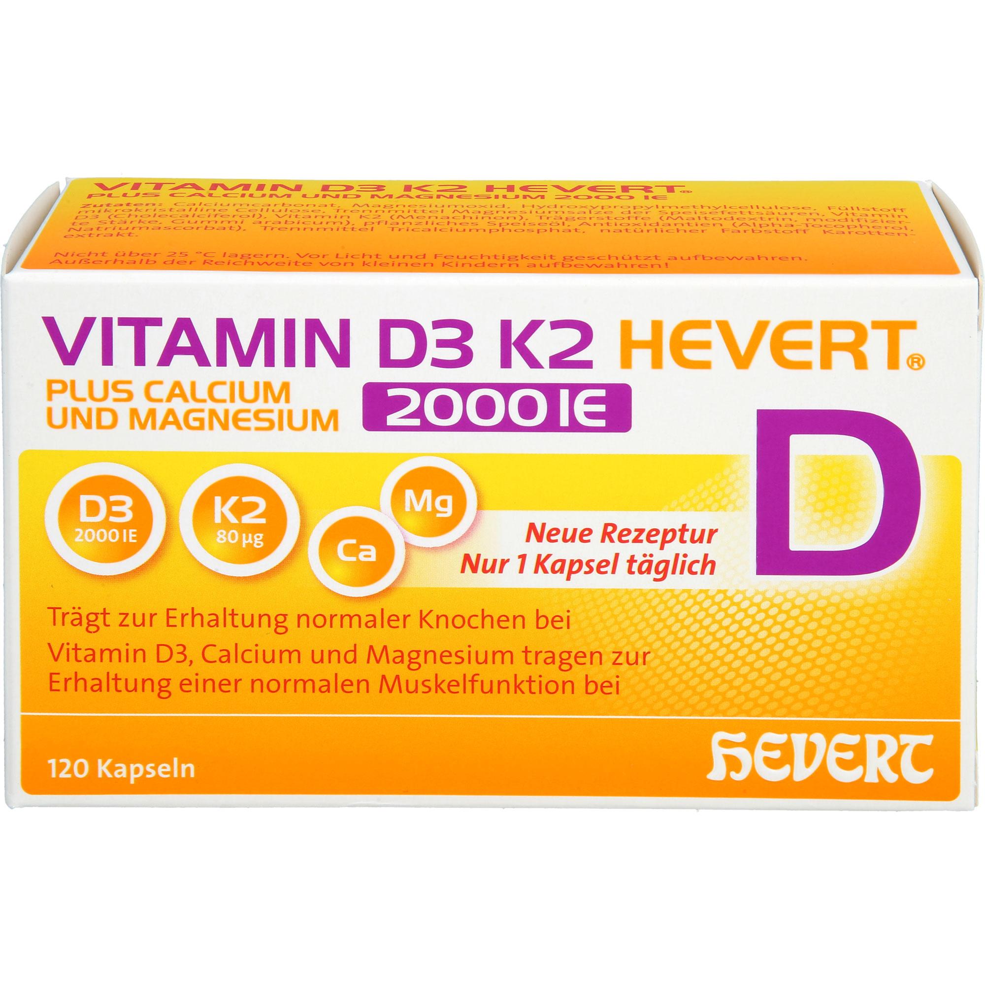 Vitamin D3 K2 Hevert+calcium und Magnesium 2000 Ie null