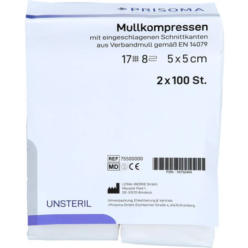 Mullkompresse Prisoma Unsteril 5x5 cm 8-Fach 2x100 St + Prisoma bei onfy.de kaufen 18752404