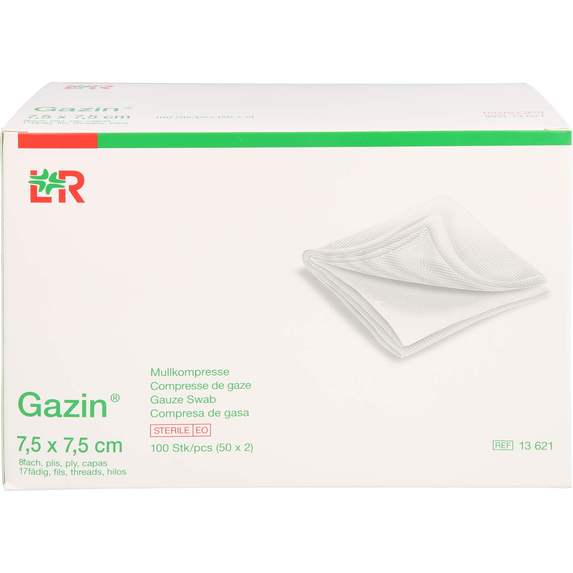 Gazin Mullkompresse 7.5x7.5 cm Steril 8Fach