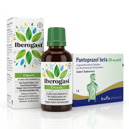 Pantoprazol Beta 20mg Acid Magensaftresist. Tabl. + Iberogast Classic bei onfy.de kaufen 2000000000053