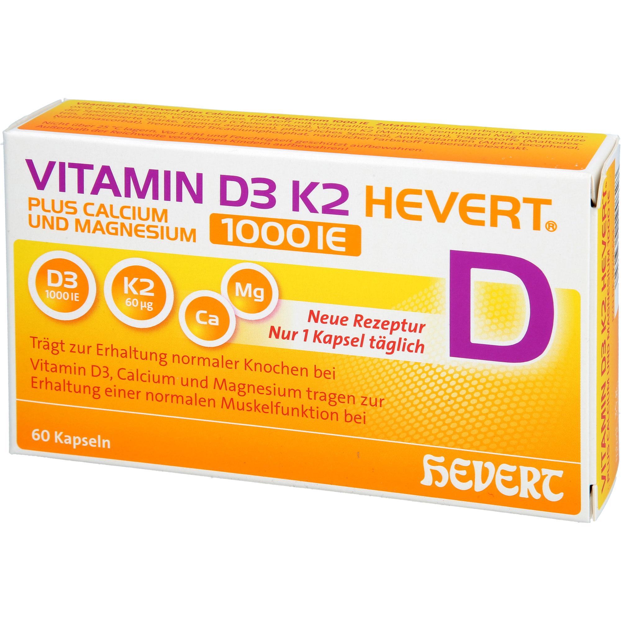 Vitamin D3 K2 Hevert+calcium und Magnesium 1000 Ie 60 St Hevert-Arzneimittel bei onfy.de kaufen 19295653