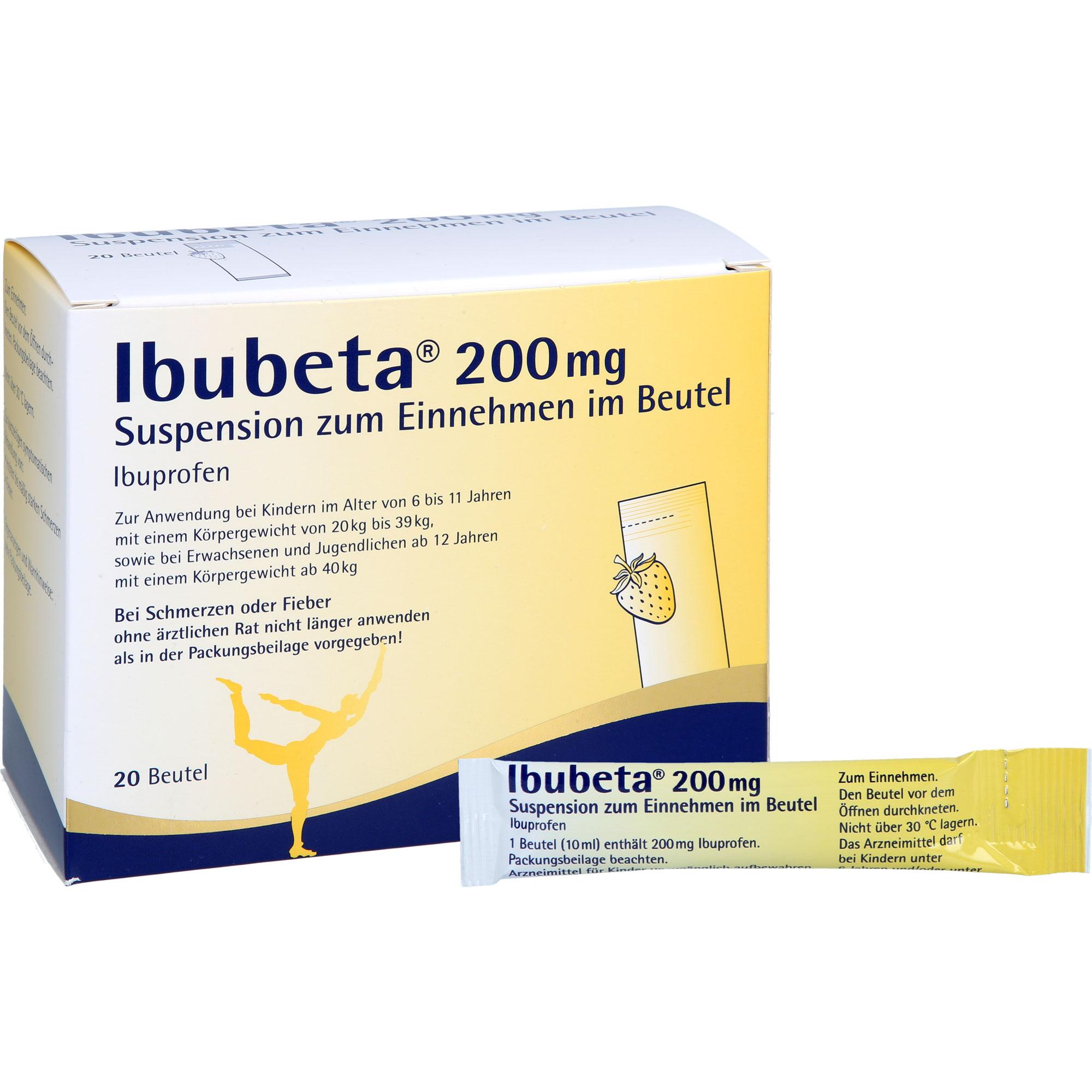 Ibubeta 200 mg Suspension Zum Einnehmen Im Beutel 20 St betapharm Arzneimittel bei onfy.de kaufen 19382754