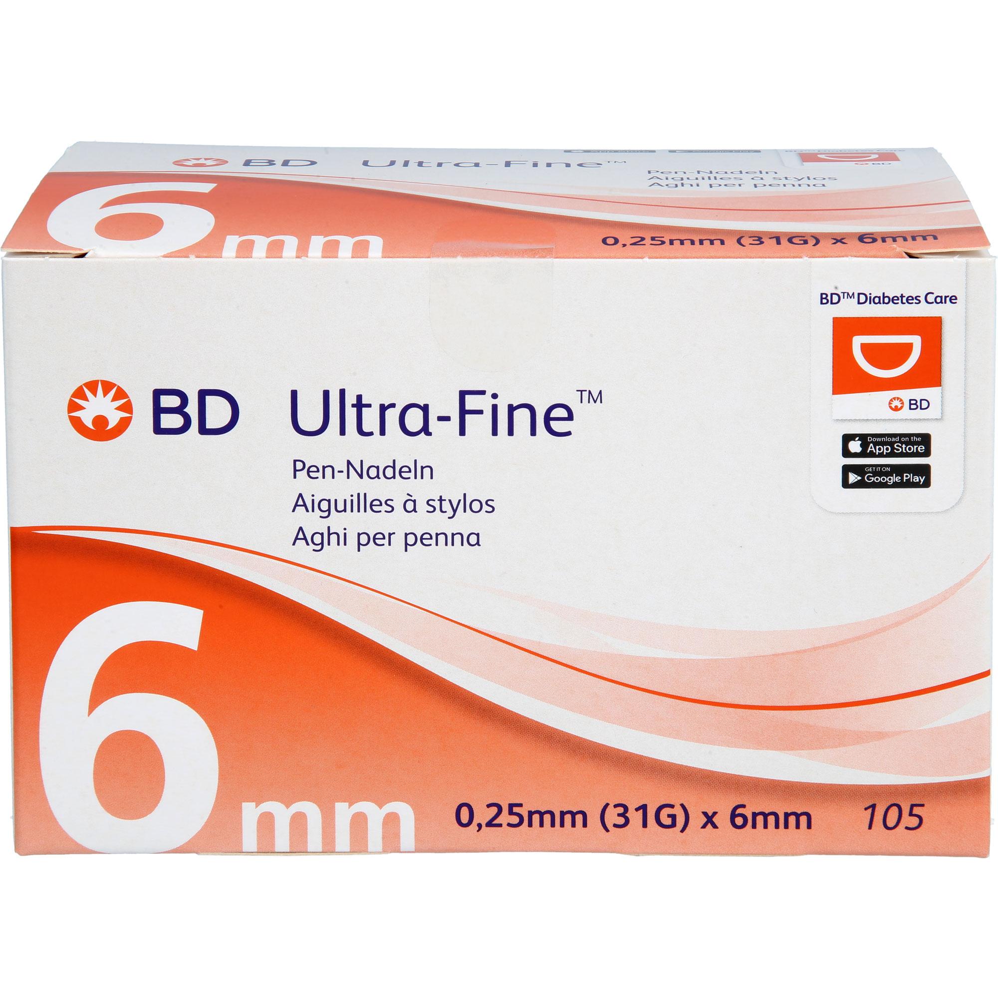 Bd Ultra-Fine Pen-Nadeln 6 Mm 31 G 0.25 Mm