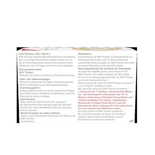 H&S Fencheltee Ungemischt 20x2.2 g H&S Tee - Gesellschaft bei onfy.de kaufen 02286041