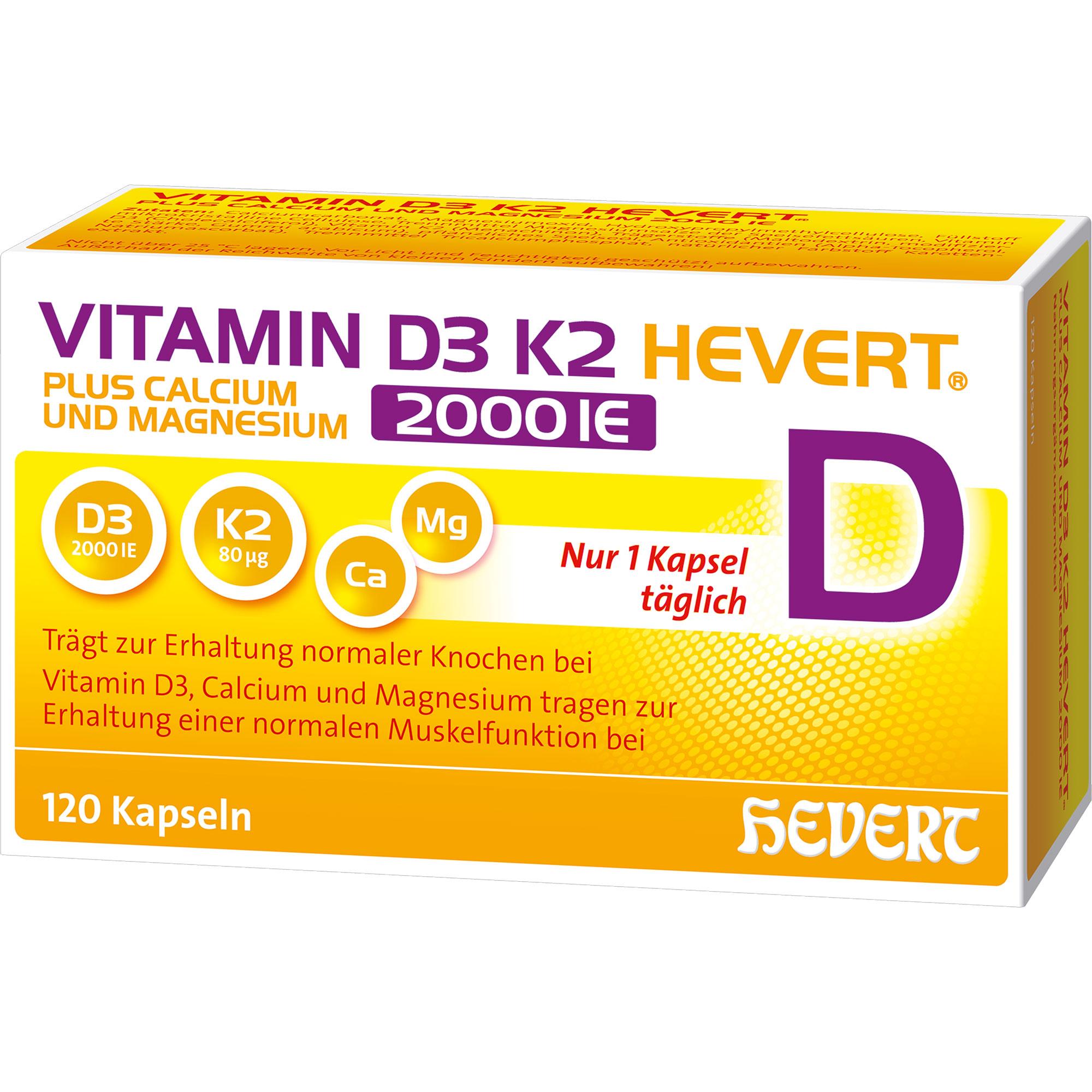 Vitamin D3 K2 Hevert+calcium und Magnesium 2000 Ie 120 St Hevert-Arzneimittel bei onfy.de kaufen 19295699