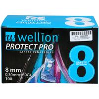 Wellion Protect pro Safety Pen-Needles 30 G 8 Mm
