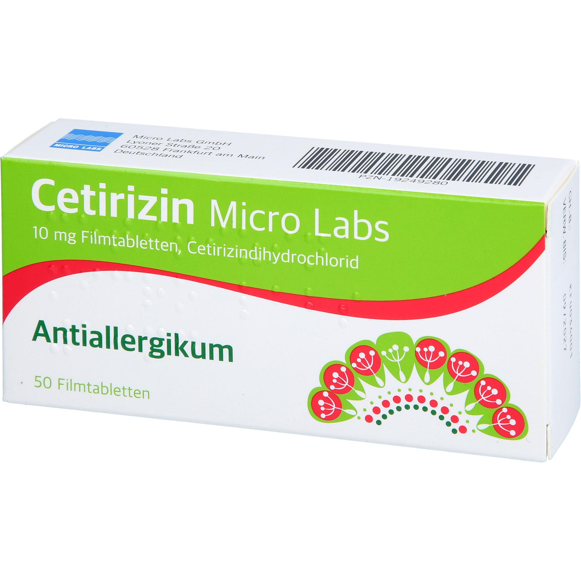 Cetirizin Micro Labs 10 mg Filmtabletten 50 St Micro Labs bei onfy.de kaufen 19249280