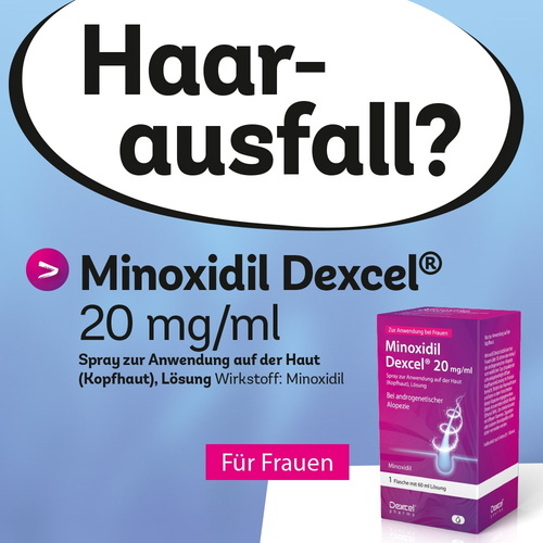 Minoxidil Dexcel 20 mg/ml Spray Z.anw.a.d.kopfhaut 60 ml Dexcel Pharma bei onfy.de kaufen 18892393