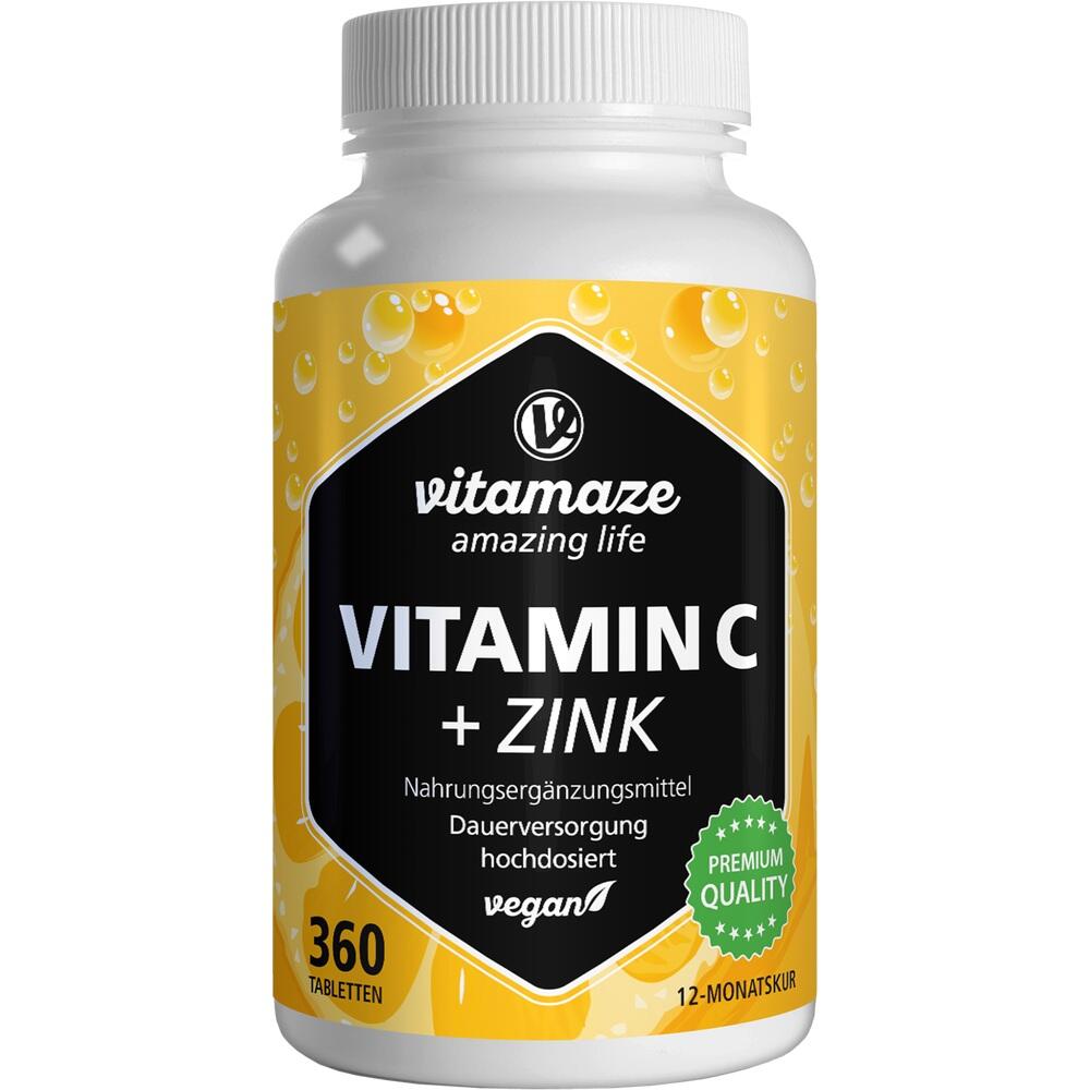 Vitamin C 1000 mg Hochdosiert + Zink Vegan
